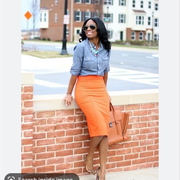 Banana Republic Orange Pencil Skirt - Picture 7 of 8